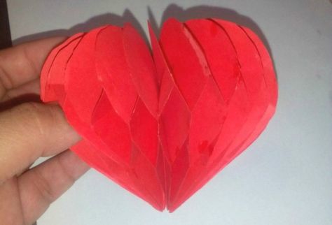 3d Paper Hearts, Valentine Paper Crafts, Valentine Heart Card, Valentine Craft, Paper 3d, 3d Heart, Valentines Day Card, Paper Heart, Red Paper