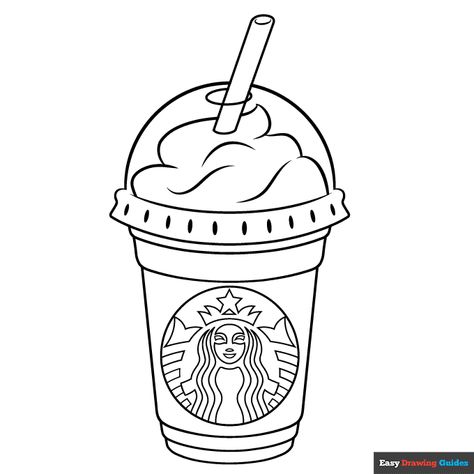 Starbucks Cup Drawing, Drinks Drawing, Starbucks Drawing, Coffee Cup Drawing, Starbucks Art, Clay Patterns, Stickers Cool, Bottle Drawing, Food Coloring Pages