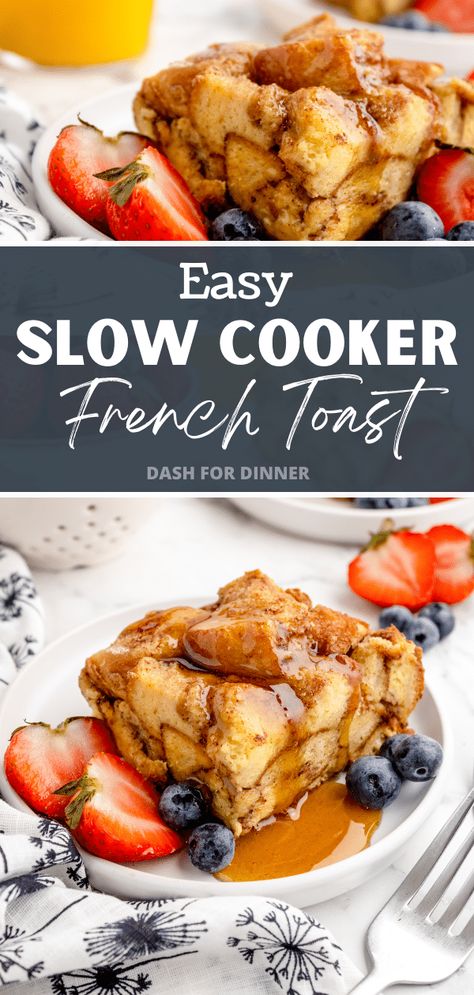 Wake up to the mouth-watering aroma of our Make-Ahead Special: Easy Crock Pot French Toast Casserole! This effortless, slow cooker breakfast recipe is the perfect solution for those busy mornings. With its rich, buttery texture and vibrant flavors, this make ahead dish promises to transform your morning routine into a delightful culinary experience. Perfect for special occasions like Thanksgiving and Christmas breakfast. Crock Pot French Toast Casserole, Crock Pot French Toast, Slow Cooker French Toast, Crockpot French Toast, French Toast Casserole Overnight, Breakfast Crockpot Recipes, Slow Cooker Breakfast, Overnight French Toast, Christmas Morning Breakfast