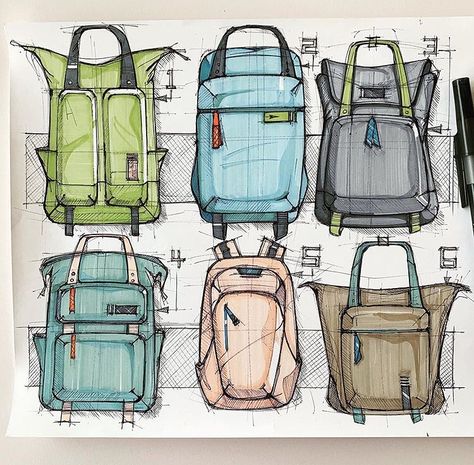 Backpack Design Ideas, Backpack Design Concept, Backpack Drawing, Backpack Design, Bag Illustration, Drawing Bag, Diy Backpack, Industrial Design Sketch, Sketch A Day