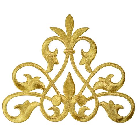 Extra Large Fleur De Lis Applique Patch - Metallic Gold Line Flow 4.5" (Iron on) 4-1/2" x 3-3/4" Iron On Collectible High quality Visit our Etsy shop to find more patches, pins, decals, and more!  https://www.etsy.com/shop/patchparlor Custom Embroidered Patches, Baroque Frames, Logo Sewing, Patches Fashion, Iron On Applique, Gold Line, Appliqué Patch, E Bay, Embroidered Patches