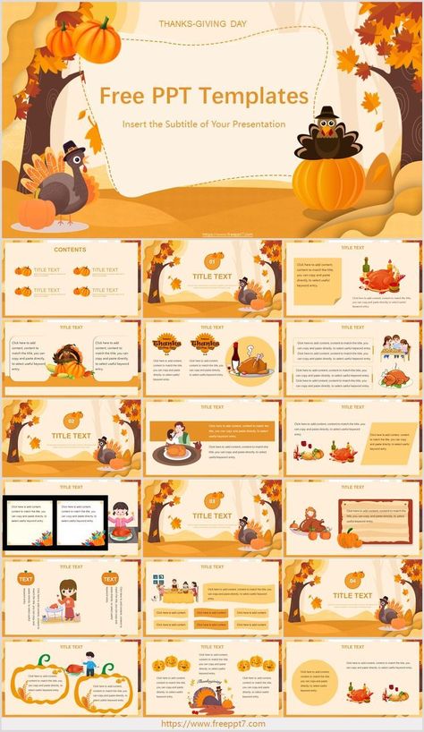 Cartoon style thanksgiving PowerPoint Templat Creative Instagram Names, Relief Teaching Ideas, School Powerpoint Templates, Cute Powerpoint Templates, Mẫu Power Point, Theme Powerpoint, Ppt Themes, Ppt Template Design, Free Ppt Template