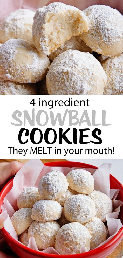 If you make just one holiday or Christmas cookie this year, these soft homemade snowball cookies are absolutely the recipe to try! #cookies #snowball #cookierecipes #Christmas #Christmascookies #snowballs #snowballcookies #holidaycookies #holidayrecipes #Christmasrecipes #vegan #vegancookies Snowball Cookies Recipe, Snowball Cookie, Ella Vegan, Healthy Peanut Butter Cookies, Snowball Cookie Recipe, Vegan Peanut Butter Cookies, Healthy Chocolate Chip Cookies, Christmas Baking Recipes, Snowball Cookies