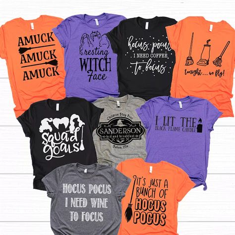 Hocus Pocus Tee, Hocus Pocus Tshirt, Hocus Pocus Party, Hocus Pocus Shirt, Halloween Tee Shirts, Cricut Halloween, Shirts To Make, Vinyl Shirts, Halloween Shirts