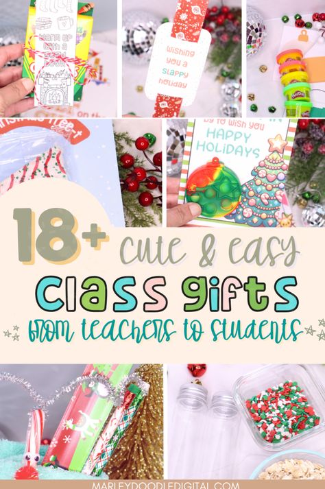 Need Christmas gift ideas for students? Check out these fun and affordable options! From Pop Its to Play Doh and reindeer candy canes, most items are found at the Dollar Store. Perfect for classroom gifts, holiday treats, or school party favors, these inexpensive ideas make gifting easy and special. Start planning your holiday gifts with these simple ideas! Teacher Student Christmas Gifts Kids, Christmas Classroom Treat Ideas, Christmas Gift Classroom, Christmas Classroom Crafts Parent Gifts, Stocking Stuffers For School Party, Students Gifts From Teacher Christmas, Kindergarten Christmas Gifts To Students, Gift Idea For Students From Teacher, Christmas For Students From Teacher