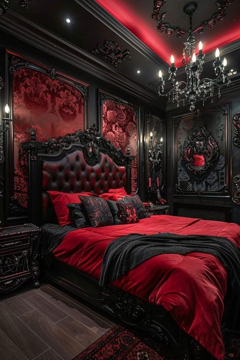 Gothic Bedroom Ideas, Cottagecore Bedroom Ideas, Dark Bedrooms, Gothic Decor Bedroom, Gothic Bedroom, Fantasy Bedroom, Romantic Bedroom Decor, Moody Bedroom, Dark Bedroom