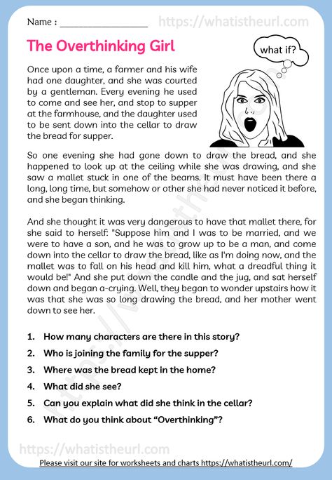 It is a short and sweet reading comprehension for higher grade students. It is a story about a family where there is a father, mother, and daughter. The girl thinks too much and that is what this reading comprehension is about.Please download the PDF The Overthinking Girl – Reading Comprehension Reading For High School Students, English Reading Short Stories Grade 5, Reading Comprehension For High School, Comprehension For Grade 5 With Questions, Short Story High School English, Grade 6 Short Story Reading Comprehension Worksheets, Comprehension For Grade 3 Student, English Story Reading High Schools, Reading For Grade 2 Student