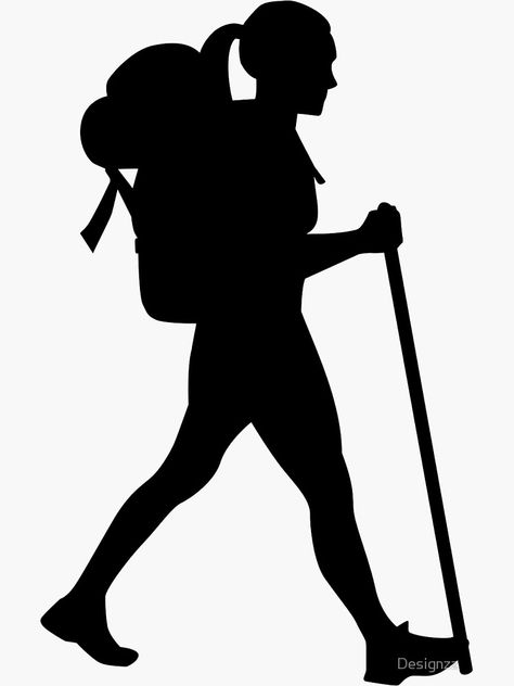 "Hiking girl woman" Sticker by Designzz | Redbubble Walking Silhouette, Female Hiker, Woman Sticker, Hiking Girl, Woman Hiking, Runner Rug Entryway, Mountain Climbers, Shape Art, Mountain Climbing