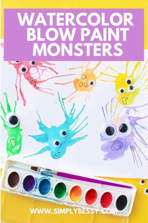 Monsters Inc Crafts, Blow Painting, Flower Folding, Gradient Flower, Monster Activities, Blow Paint, Paper Rainbow, Straw Crafts, Monster Craft