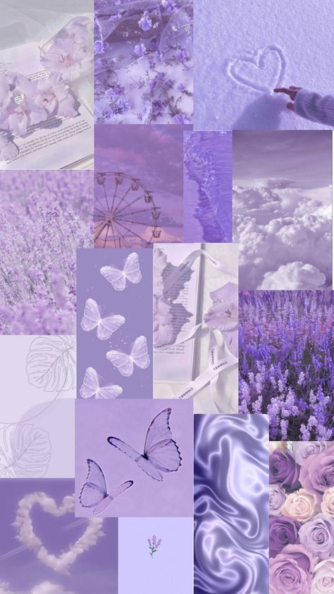 Purple Teddy Bear Wallpaper, Aesthetic Purple Collage, Purple Collage Wallpaper, Lilac Highlights, Purple Collage, Light Purple Wallpaper, Phone Wallpapers Vintage, Cute Images For Wallpaper, Purple Aesthetic Background