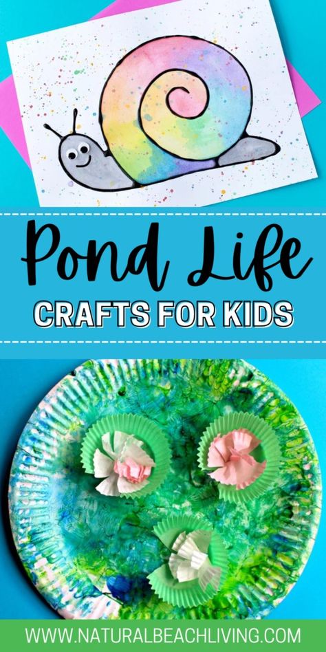 Pond Crafts Preschool Art Projects, Pond Habitat Projects For Kids, Pond Life Art For Toddlers, Pond Crafts For Kids, Pond Preschool Crafts, Pond Crafts For Toddlers, Nature Themed Crafts For Kids, Preschool Pond Activities, Pond Life Crafts For Toddlers