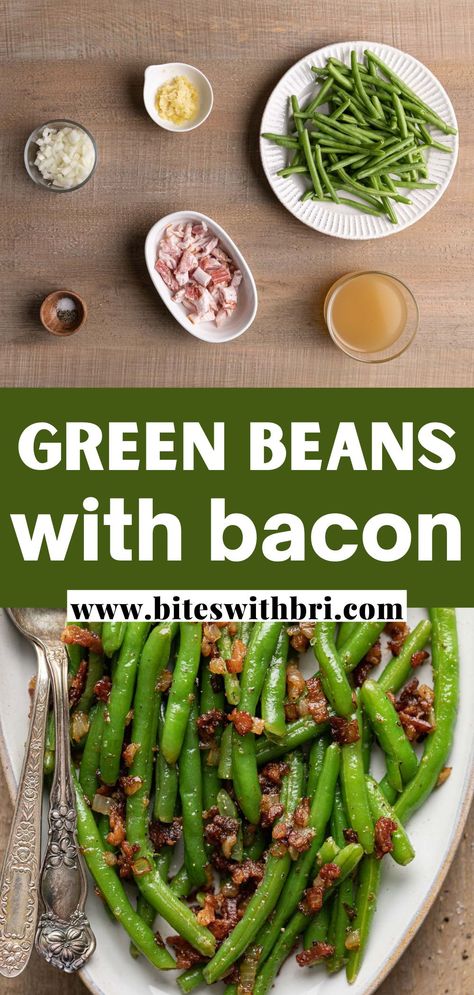 These Southern Green Beans (Instant Pot) are the most flavorful green side dish. They are steamed in chicken broth and sauteed in bacon grease. Does it get any better? And of course they are loaded with crispy bacon and onions. So good and ready in less than 15 minutes! Bacon Green Beans Recipe, Glazed Green Beans, Bacon Side Dishes, Smothered Green Beans, Skillet Green Beans, Green Beans Side, Cooking Fresh Green Beans, Beans With Bacon, Easy Green Beans