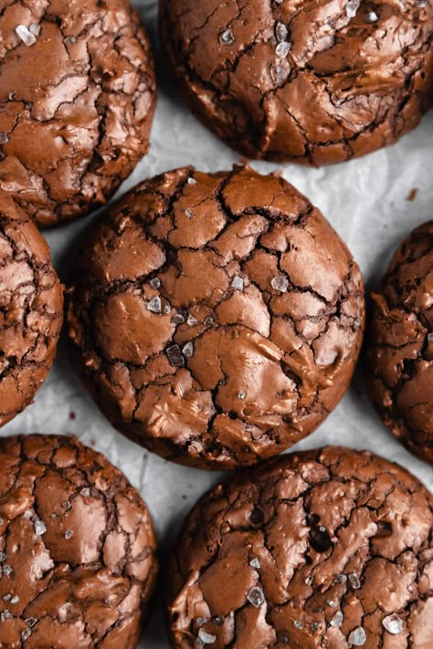 Thick Brownie Cookies, Fudgy Chocolate Brownie Cookies, Things To Bake Chocolate, Fudgy Brownie Cookie Recipe, Chocolate Cookie Desserts, Fudge Brownie Cookies Recipe, Decadent Chocolate Brownie Cookies, Odd Cookie Recipes, Healthy Chocolate Cookie Recipes