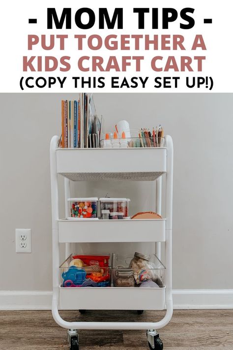 Kids Craft Supplies Organization, Kids Art Cart, Organize Art Supplies, Toddler Art Supplies, Kids Art Storage, Kids Craft Storage, Kids Crafts Organization, Craft Storage Cart, Toddler Organization