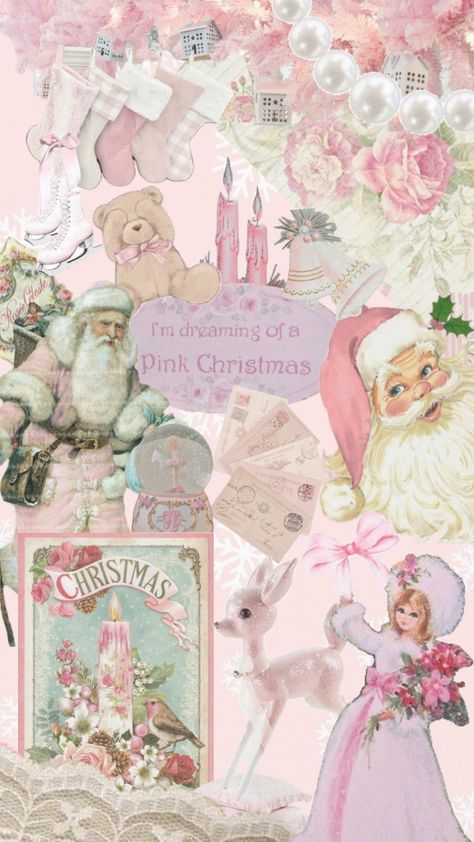 #pink #christmas #pinkchristmas #wallpaper #vintage #beauty Pink Chirsmas Wallpaper, Pretty Wallpapers Christmas, Pink Snowflakes Wallpaper, Pink Christmas Collage Wallpaper, Pink Christmas Ipad Wallpaper, Pink Christmas Widget Aesthetic, Vintage Pink Christmas Wallpaper, Vintage Pink Christmas Images, Pink Christmas Computer Wallpaper