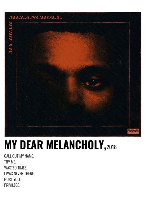 The Weeknd My Dear Melancholy, Weekend Album, The Weeknd Album Cover, My Dear Melancholy, The Weeknd Wallpaper Iphone, The Weeknd Albums, Album Wall, The Weeknd Poster, Minimalist Music