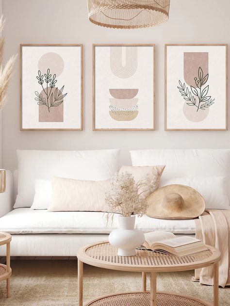 3pcs Boho Soft Color Abstract Canvas Painting Line Drawing Flower Botanical Geometry Art Poster Print Minimalist Modern Wall Picture for Living Room Bedroom Home Decoration,FramelessI discovered amazing products on SHEIN.com, come check them out! Boho Poster, Mid Century Modern Wall Art, Mid Century Modern Walls, Boho Dekor, Modern Poster, House Interior Decor, Wall Art Canvas Painting, Boho Wall Decor, Mid Century Modern Art