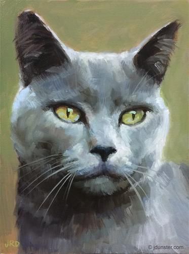 Daily Paintworks - "Grey Gray Grey" - Original Fine Art for Sale - © J. Dunster Eye Oil Painting, Cat Oil Painting, Cat Portrait Painting, Gray Cat, Green Eye, Cat Artwork, Watercolor Cat, Arte Inspo, Kitty Kitty