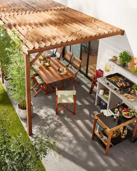 Attached Pergola, Rustic Pergola, Cheap Pergola, Pergola Ideas, Building A Pergola, Modern Pergola, Desain Furnitur Modern, Pergola Attached To House, Pergola Design