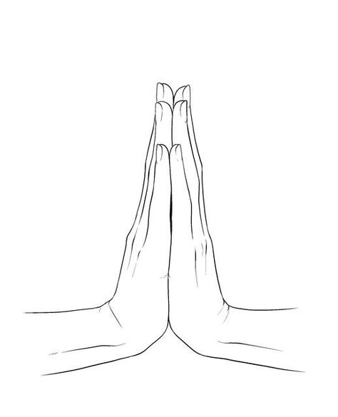 Not sure about the original source. found it here: https://www.facebook.com/shashashare Prayer Pose Reference, Prayer Hands Drawing, Praying Hands Drawing, Manga Pose, Namaste Hands, Namaste Art, Praying Hands Tattoo, Hands Tutorial, Hands Drawing