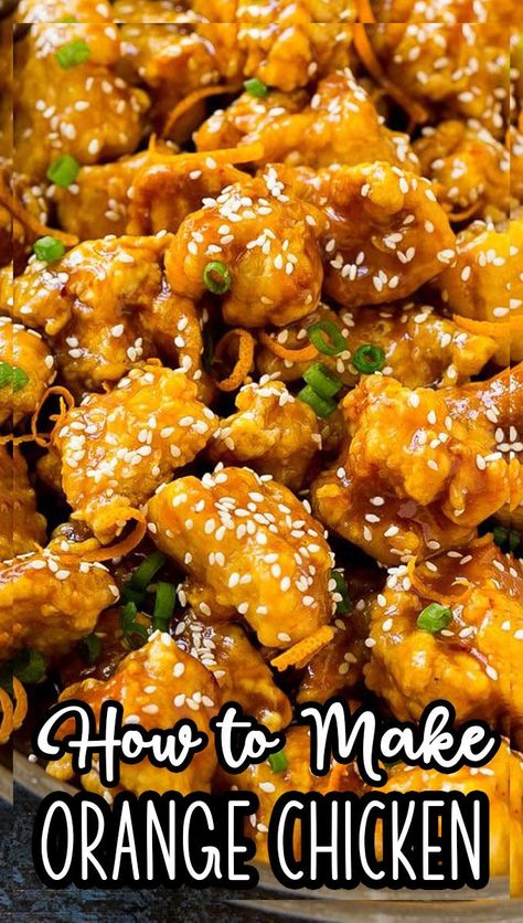 This orange chicken is a Panda Express copycat recipe with crispy chicken in a sweet and tangy orange sauce. Orange Chicken Panda Express, Paleo Orange Chicken, Spicy Orange Chicken, Chicken Orange, Panda Express Orange Chicken, Chinese Orange Chicken, Baked Orange Chicken, Orange Chicken Sauce, Healthy Orange Chicken