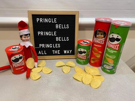 Christmas In July Elf Ideas, Elf On The Shelf Camper Ideas, Elf Friends Ideas, Elf Om Shelf Arrival Ideas, Elf Duo Ideas, Buddy The Elf Spaghetti Recipe, Elf On The Shelf Chips, Elf Fridge Ideas, Dollar Tree Elf On The Shelf