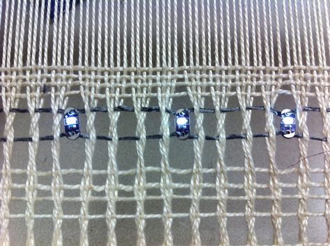 Weaving with conductive thread and LEDs.  by Marie Carmel. Conductive Thread, Arduino Projects, Arduino, Weaving, Thread