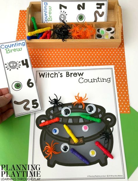 Counting Mats, Halloween Activities Preschool, Halloween Centers, Preschool Counting, October Activities, Halloween Kindergarten, Halloween Week, Preschool Planning, Counting Games