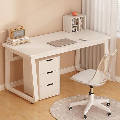 PRICES MAY VARY. 【MODERN SIMPLE DESK COMPUTER TABLE OFFICE DESKS】：with metal legs and adjustable leg pads, made the desks keep stable even on uneven floor 【WIDE WRITING DESK】: Different sizes (34/41/49.6 inches) are wide enough to meet your daily needs, and the desktop is large enough to fit a computer, monitor, printer, and provide plenty of space for writing, studying, and other home office activities. 【SAFE AND SECURE】: compared to most of the rectangular table tops on the market, we have don Kids Desk Ideas Homework Station, Bedroom Study Table Design, Simple Desks, Desk For School, Small Desk Ideas, Study Desk Ideas, Desk Cheap, Industrial Office Table, Office Activities