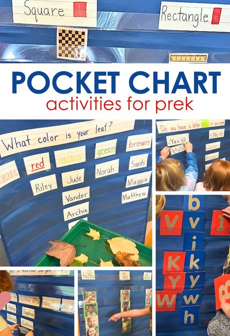 Pocket Chart Activities for PreK - No Time For Flash Cards Preschool Pocket Chart Ideas, Preschool Pocket Chart Activities, Pocket Chart Ideas, Peaceful Classroom, Preschool Behavior Management, Collage Heart, Preschool Behavior, The Very Hungry Caterpillar Activities, Winter Math Centers