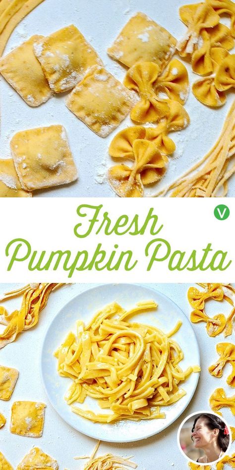 Homemade Pasta Dough, Pasta Dough Recipes, Recipes To Try At Home, Homemade Pasta Recipe, Pasta Casera, Pumpkin Pasta, Fresh Pumpkin, Pasta Fatta In Casa, Vegan Pasta Recipes