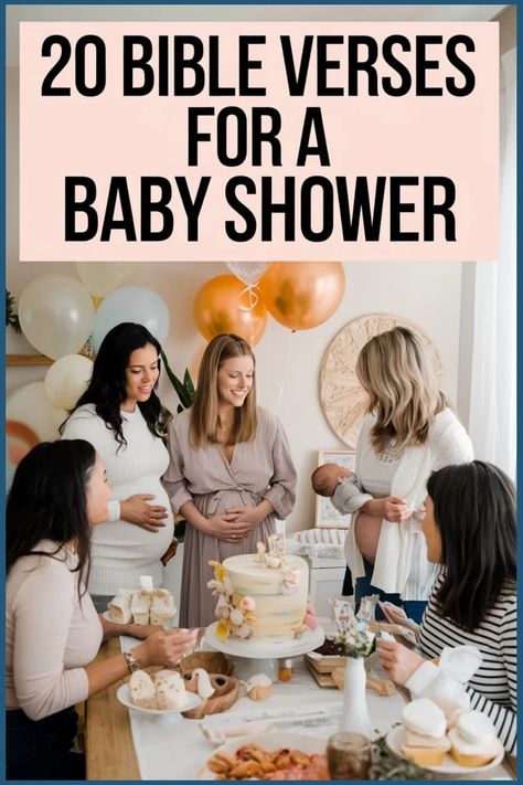 Group of women at a baby shower with balloons and cake. Bible Verse For New Baby, Bible Verses For Babies, Bible Verse For Baby Girl, Bible Verse For Baby, Baby Bible Verses, Bible Verse For Moms, Psalm 115, Uplifting Bible Verses, Gospel Of Luke