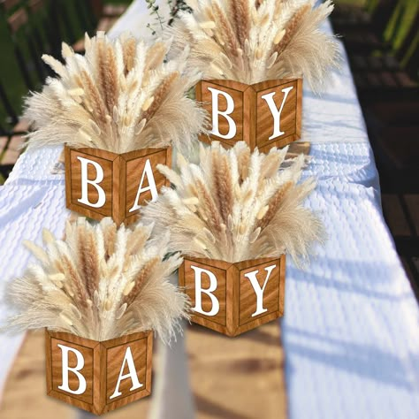 Boho Baby Shower Table Center Pieces, Boho Gender Reveal Table Decor, Neutral Gender Reveal Table Decor, Boho Centerpieces Baby Shower Boy, Gender Reveal Ideas Brown, Boho Baby Shower Table Centerpieces, Shades Of Brown Baby Shower Decor, Baby Shower Boho Centerpieces, Boho Centerpieces Baby Shower Girl