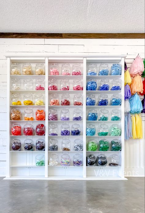 A small upcoming modern party supply shop in SETX. #partyshop #balloons #storage #balloonbar #party #color #balloondecor #balloongarland Small Shop Interior, Office Craft Room Combo, Balloon Bar, Gift Shop Interiors, Business Storage, Room Organisation, Modern Party, Balloon Shop, Office Crafts