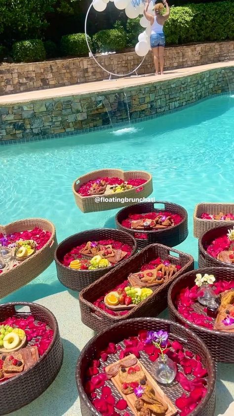 FloatingBrunchATL | Floating Breakfast | Floating Trays on Reels Atlanta Brunch, Floating Breakfast, Brunch Spots, 10k Views, Get The Party Started, Pool Party, Bali, Atlanta, Floating