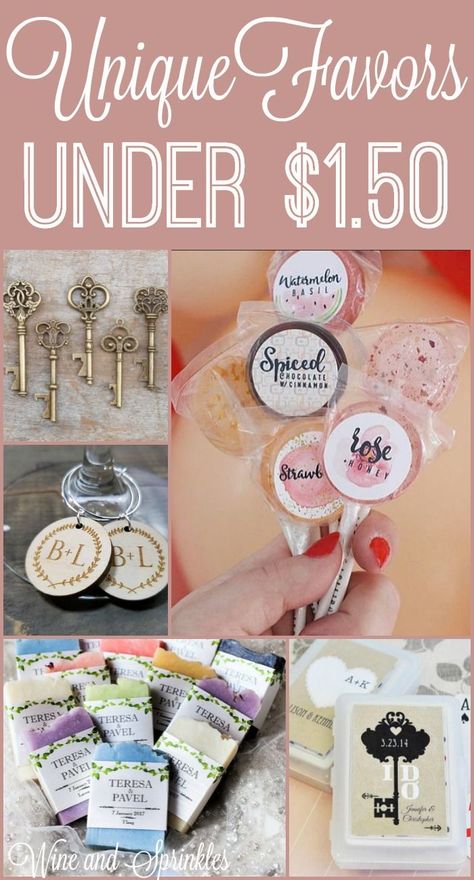 Cheap and Unique Wedding Favors Under $1.50 #wedding #favors #budgetwedding Anniversary Favors, Creative Wedding Favors, Inexpensive Wedding Favors, Boda Diy, Cheap Favors, Candy Wedding Favors, Wedding Shower Favors, Wedding Favors Fall, Inexpensive Wedding