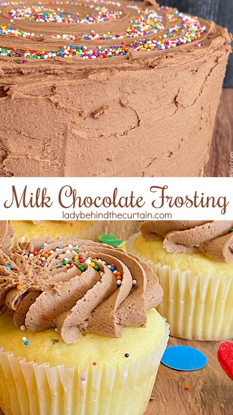 Milk Chocolate Frosting Milk Chocolate Frosting Recipe, Homemade Milk Chocolate, Chocolate Icing Recipes, Chocolate Frosting Recipe, Milk Chocolate Frosting, Homemade Milk, Frosting Recipes Easy, Chocolate Frosting Recipes, Whipped Frosting