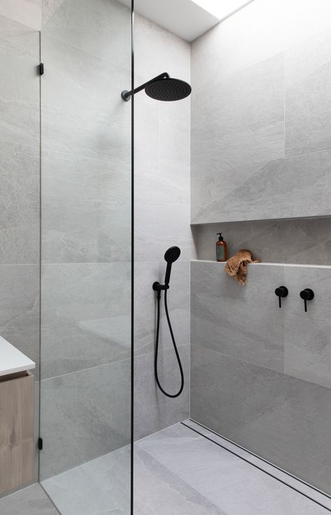 Bathrooms with large format tiles are beautiful and practical, with large seamless surfaces and less grout lines to clean.
But planning is key to ensure good fall to your shower, without the need for numerous tile cuts.
Click to read our blog on how to plan for this for your new bathroom, with Lauxes Grates Linear Floor Wastes.

Follow us on Instagram and Pinterest for all the latest home, reno and design tips, trends and products. Large Tile Bathroom, Large Shower Tile, Drømme Bad, Makeover Kamar Mandi, Large Tiles, Dekorere Bad, Bathroom Inspiration Modern, Bad Inspiration, Blue Tile