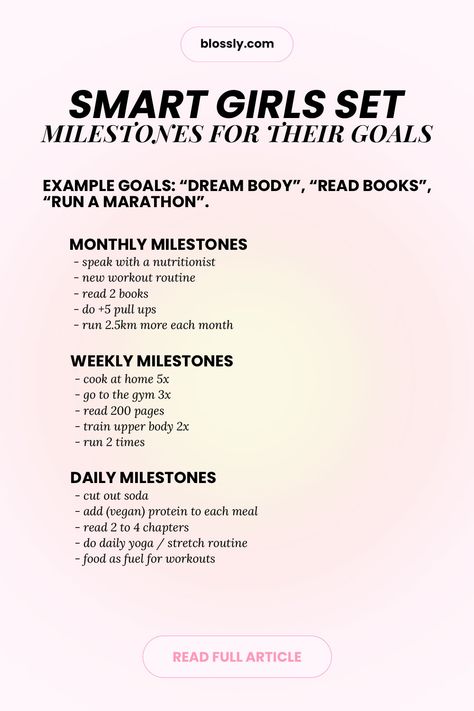 The Blossom Challenge Day 10: Smart Girls Set Milestones And Reach Their Goals. – Blossly Study Validation, 10 Days Challenge, Smart Goals Examples, Goal Examples, 2024 Goals, Smart Girl, Natural Sleep Remedies, Natural Cold Remedies, Losing 40 Pounds