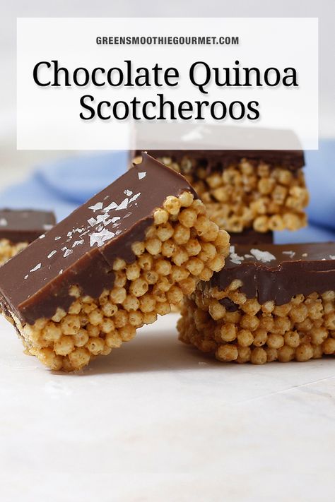 Healthy Scotcheroos, Scotcheroos Recipe, Quinoa Chocolate, Healthy Whole Foods, Rice Crispie, Quinoa Bars, Chocolate Quinoa, Chocolate Puff, Puffed Quinoa