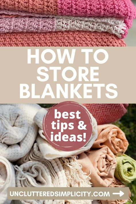 Organizing Blankets In Closet, Diy Linen Closet, Blanket Ladder Ideas, Linen Aesthetic, Store Blankets, Sheet Storage, Organizing Linens, Comforter Storage, Organized Bed