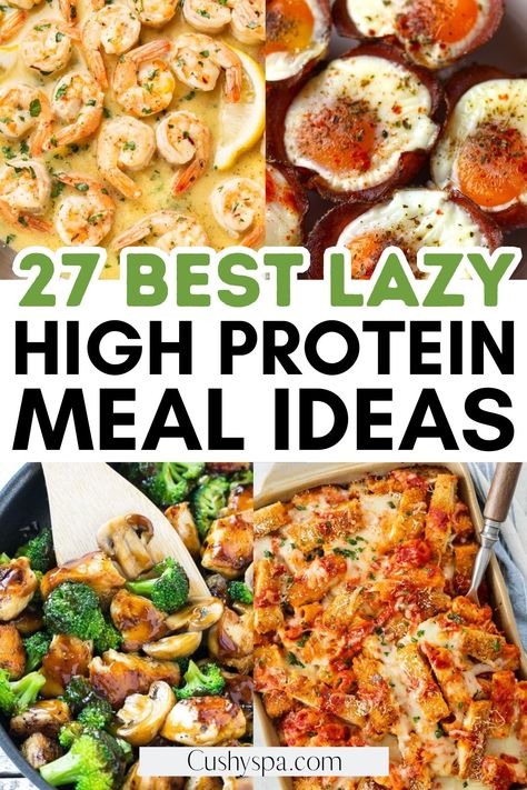 Discover the best lazy dinner ideas perfect for a high protein diet! These easy healthy recipes make quick meals to make on those busy nights when you don't feel like cooking. Protein Recept, Athlete Meals, Athlete Recipes, High Protein Meal Ideas, Protein Meal Ideas, Recipes For Athletes, Protein Meal Plan, Man Recipes, High Protein Meals