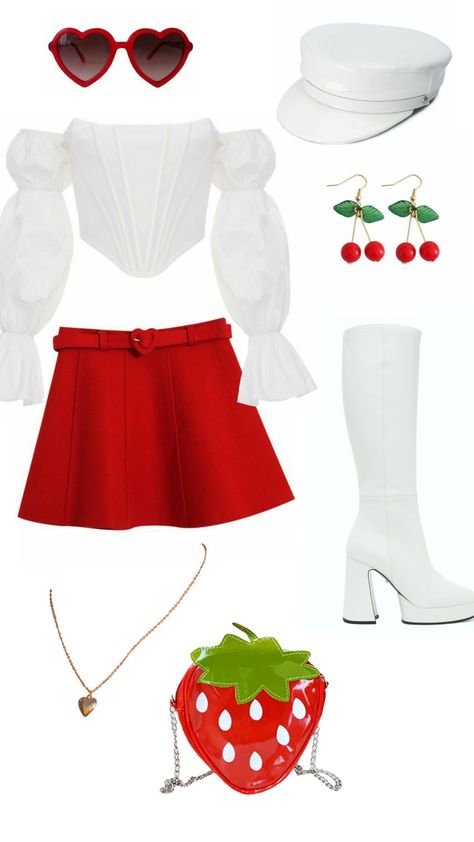 Cherry Harry Styles, Jj Outfits, Kpop Clothing, Red And White Outfits, Harry Styles Outfit, Ruffle Outfit, Aesthetic Dress, Princess Outfits, Red Outfit