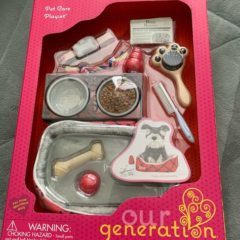 Comes With Dog Supplies For American Girl Dolls! Very Cute !!!!! American Girl Doll Stuff, American Girl Doll Sets, American Girl Doll Accessories, American Girl Dolls, Doll Gift, Play Set, Doll Sets, Christmas Wishlist, Dog Supplies