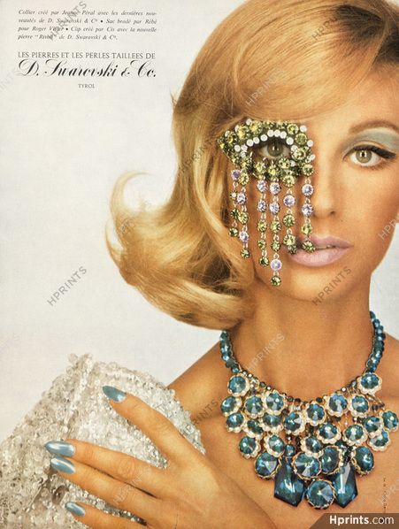 Antique Vanity Set, 60s Jewelry, Jewellery Advertising, Patti Hansen, Rhinestone Costumes, 1960s Jewelry, Lauren Hutton, Jewelry Swarovski, Jewelry Ads