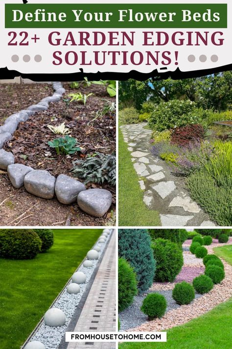 22+ Garden Edging Ideas for Flower Beds | Garden Landscaping Stone Edging Landscape, Brick Lawn Edging, Ideas For Flower Beds, Lawn Edging Ideas, Edge Garden, Stone Flower Beds, Brick Garden Edging, Garden Edging Ideas, Flower Bed Edging