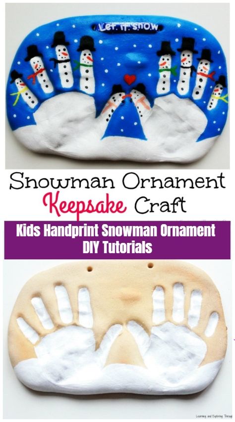 Hand Print Snowman, Snowman Handprint Ornament, Handprint Snowman, Christmas Craft Kids, Kids Christmas Crafts Ornaments, Kindergarten Christmas Crafts, Baby Christmas Crafts, Christmas Ornaments Diy Kids, Ornaments Diy Kids