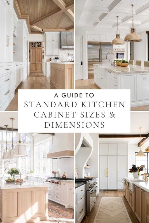 A guide to standard kitchen cabinet sizes and dimensions, with kitchen ideas and designer kitchen inspiration for your dream kitchen remodel Standard Cabinet Dimensions, Kitchen Spacing Measurements, 48 Inch Kitchen Cabinets, Standard Cabinet Sizes, How To Choose Kitchen Cabinets, Designing Kitchen Cabinets Layout, L Shaped Kitchen Cabinets Layout, Kitchen Cabinets Ideas Layout, Kitchen Cabinets Size