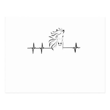 #Horse Heartbeat - Horse Lovers Postcard - customized designs custom gift ideas Horse Heartbeat Tattoo, Tattoo Heart Beat, Horse Head Tattoo, Horse Heartbeat, Heartbeat Tattoo, Postcards Diy, Tattoo Heart, Head Tattoo, Simple Pins