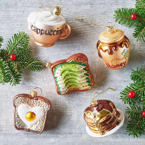 These Food Ornaments From Sur La Table Are About to Make Your Christmas Tree Way Cuter Food Ornaments, Xmas Food, Christmas Tree Themes, Noel Christmas, How To Make Ornaments, Glass Ornaments, Avocado Toast, Holiday Spirit, Christmas Trees